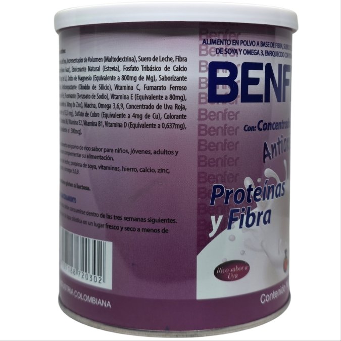 Benfer Multivitamínico Polvo Tarro x 400 gr Stevia + Uva Roja Uva - Imagen 2
