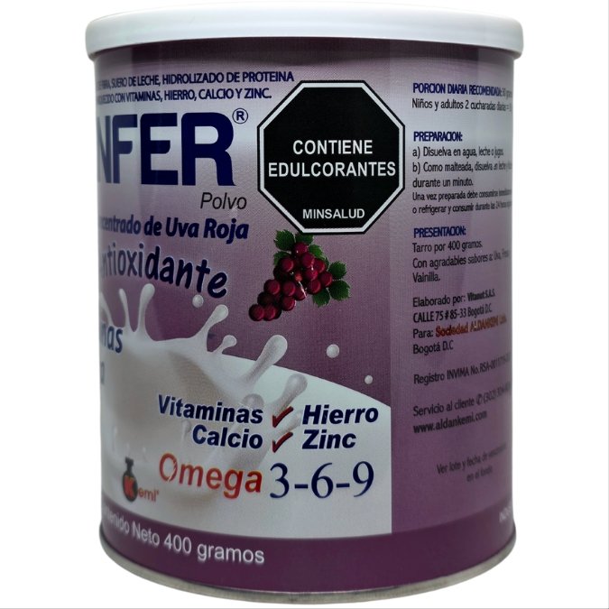 Benfer Multivitamínico Polvo Tarro x 400 gr Stevia + Uva Roja Uva - Imagen 3